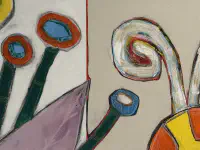 Bee and Pot, Acrylic and pastel on canvas, 36 x 48 in. (detail 2)