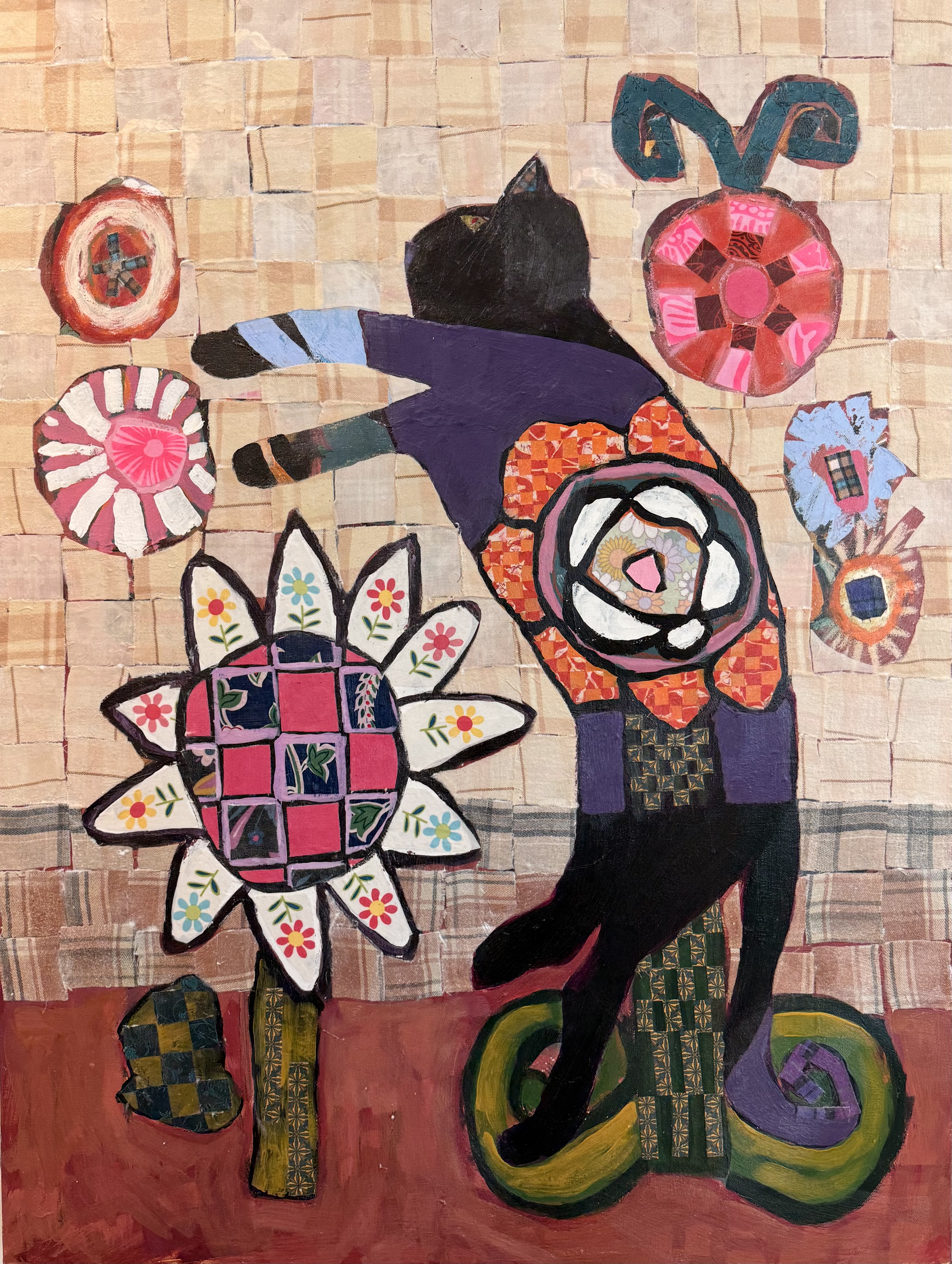 my cat is a flower leopard in his dreams, 30 × 40 in.