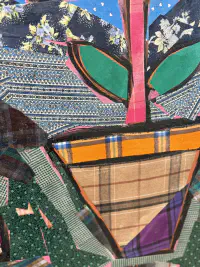What She Made: Flower Pots No. 24, Fabric collage and acrylic on canvas, 30 × 30 in. (detail 3)