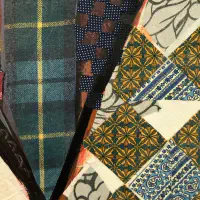 What She Made: Pinwheel 6, Fabric collage and acrylic on canvas, 30 × 30 in. (detail 2)