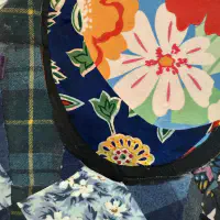 What She Made: Pinwheel 6, Fabric collage and acrylic on canvas, 30 × 30 in. (detail 3)