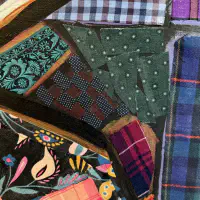 What She Made: Pinwheel 6, Fabric collage and acrylic on canvas, 30 × 30 in. (detail 4)
