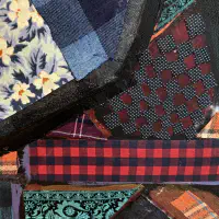 What She Made: Pinwheel 6, Fabric collage and acrylic on canvas, 30 × 30 in. (detail 5)