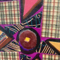 What She Made: Quilt Squares 6, Fabric collage and acrylic on wood panel, 8 × 8 in. (detail 2)